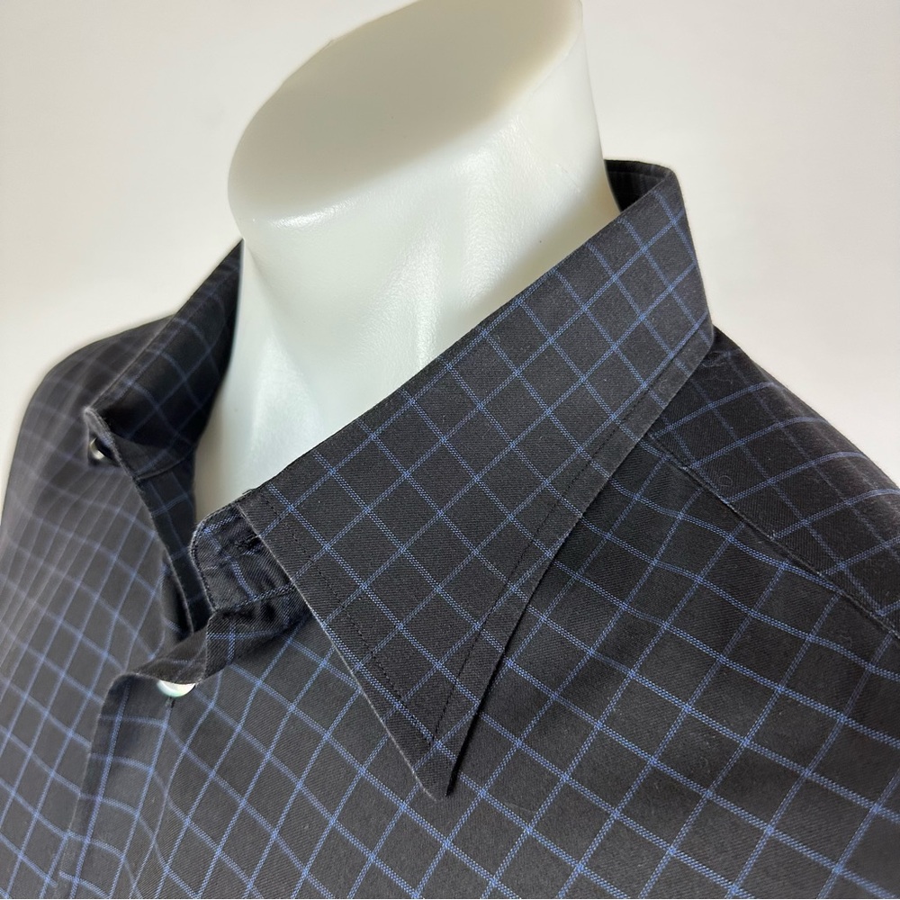 Cifonelli Men's Soft Black Checkered Shirt